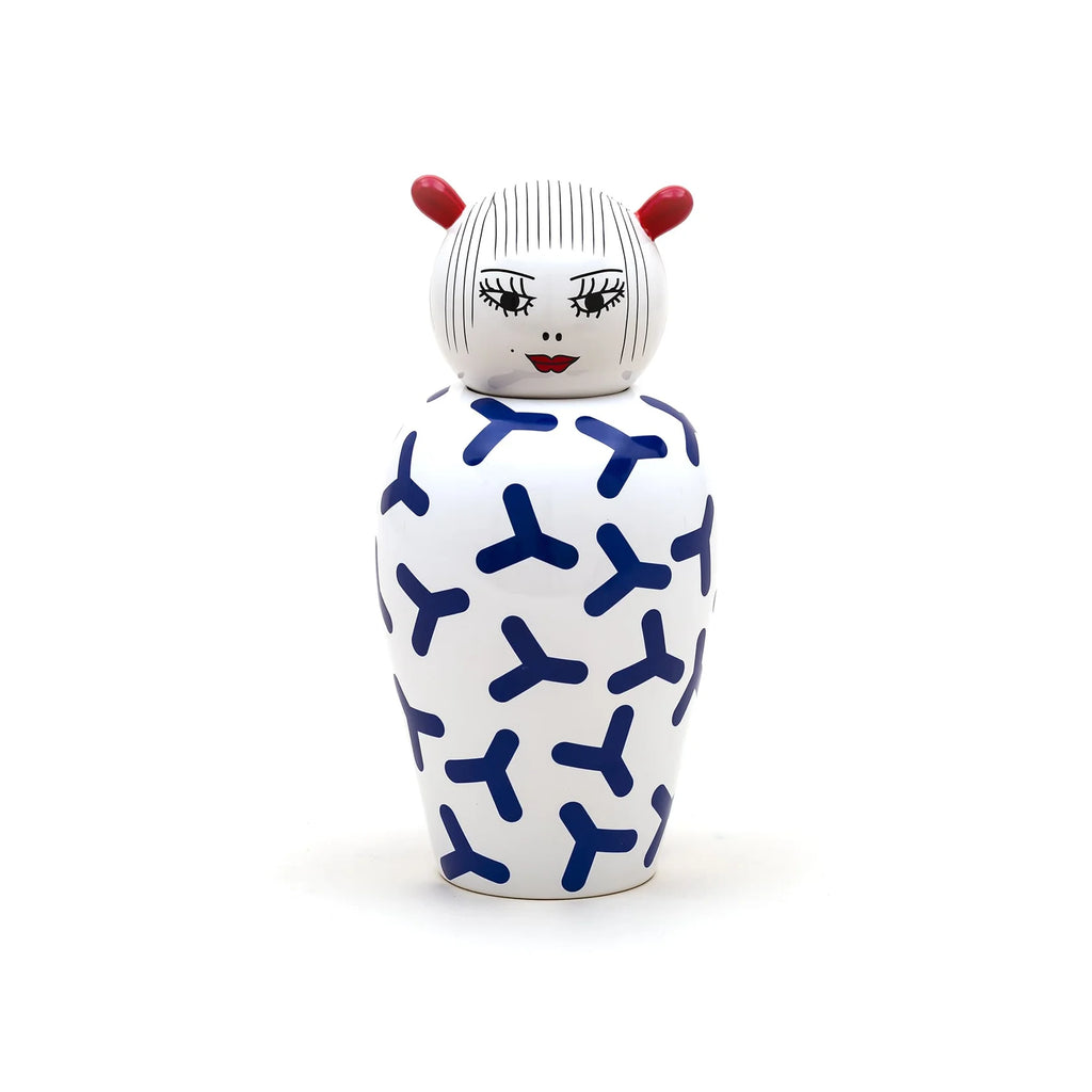 Jarrón decorativo de porcelana con figura femenina