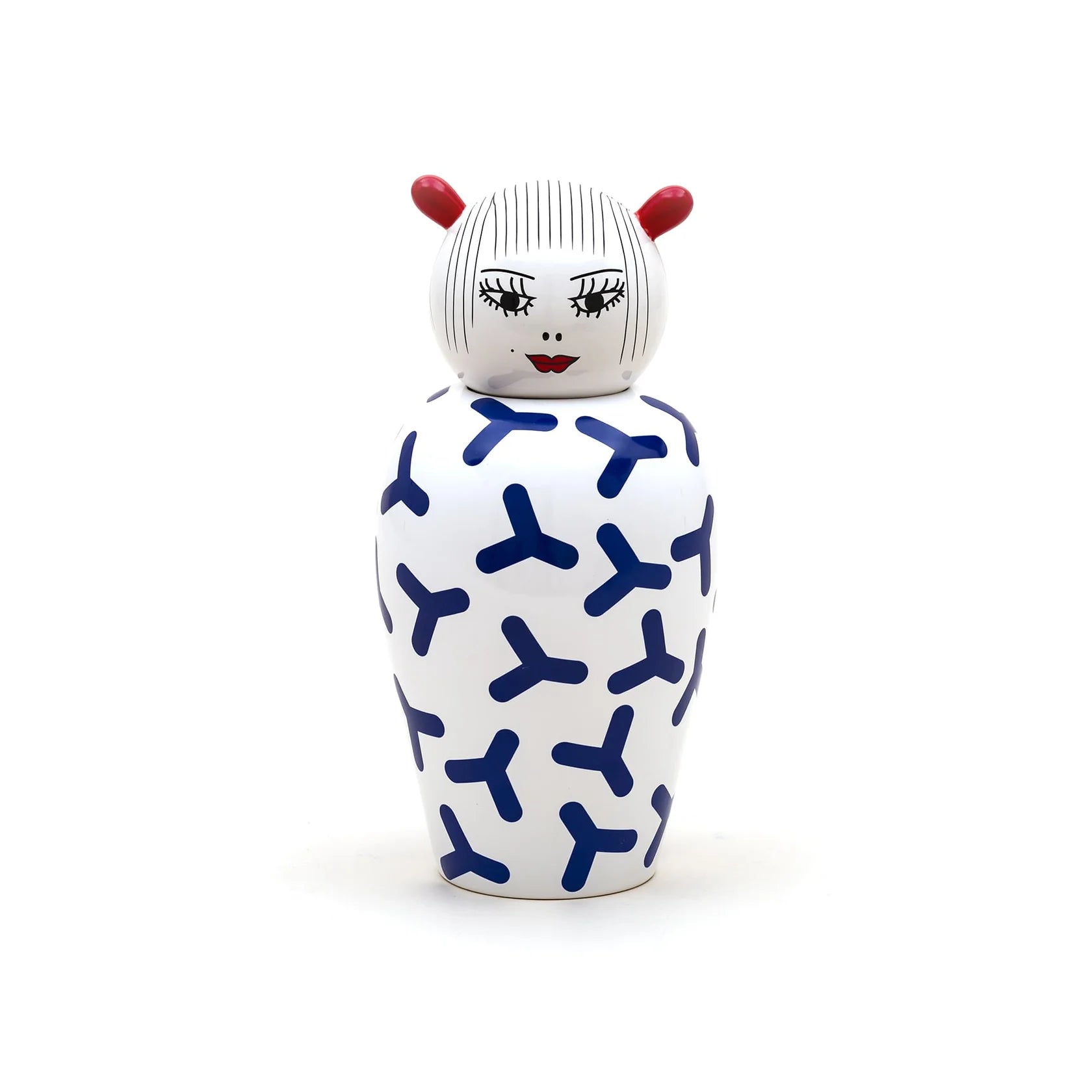 Jarrón decorativo de porcelana con figura femenina