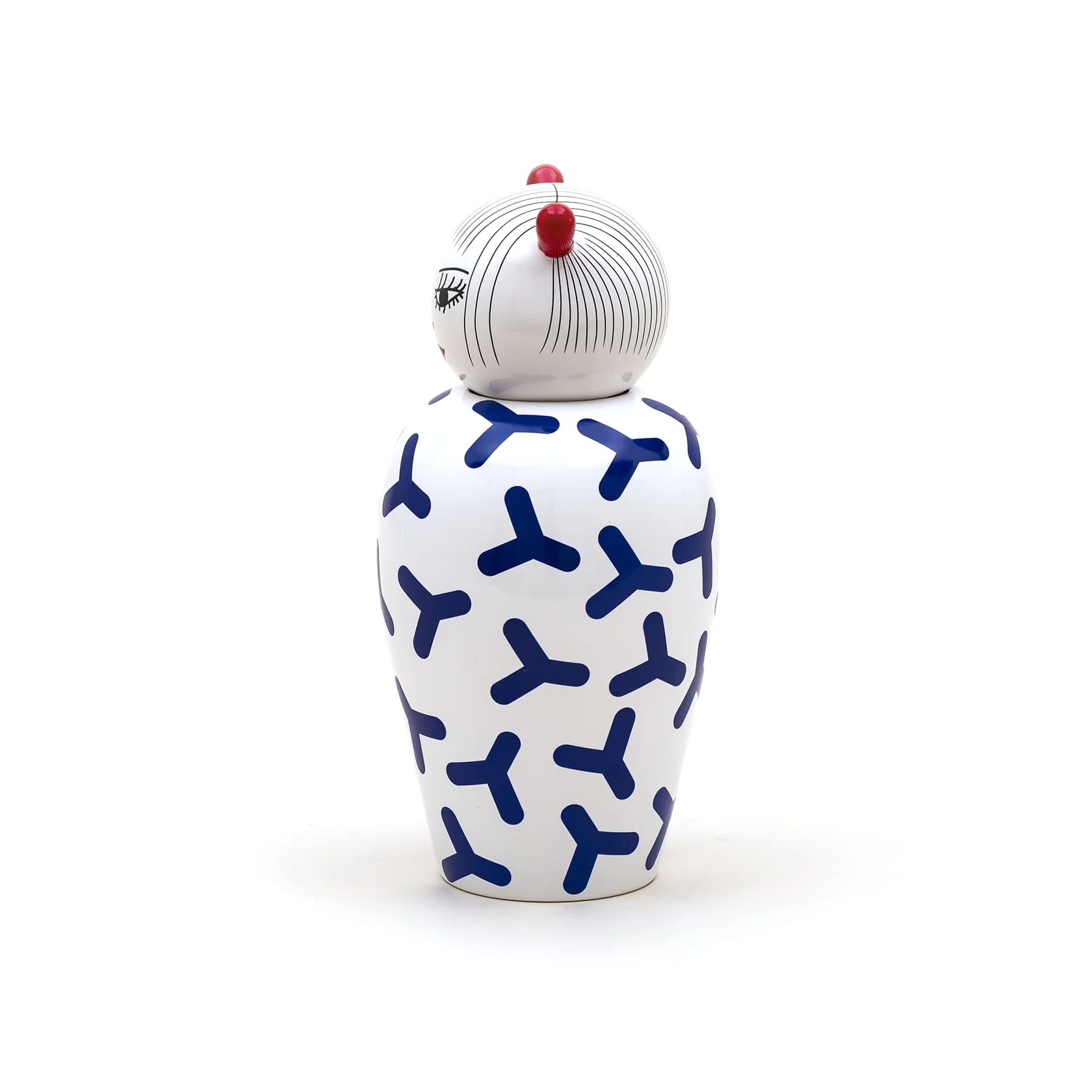 Jarrón decorativo de porcelana con figura femenina