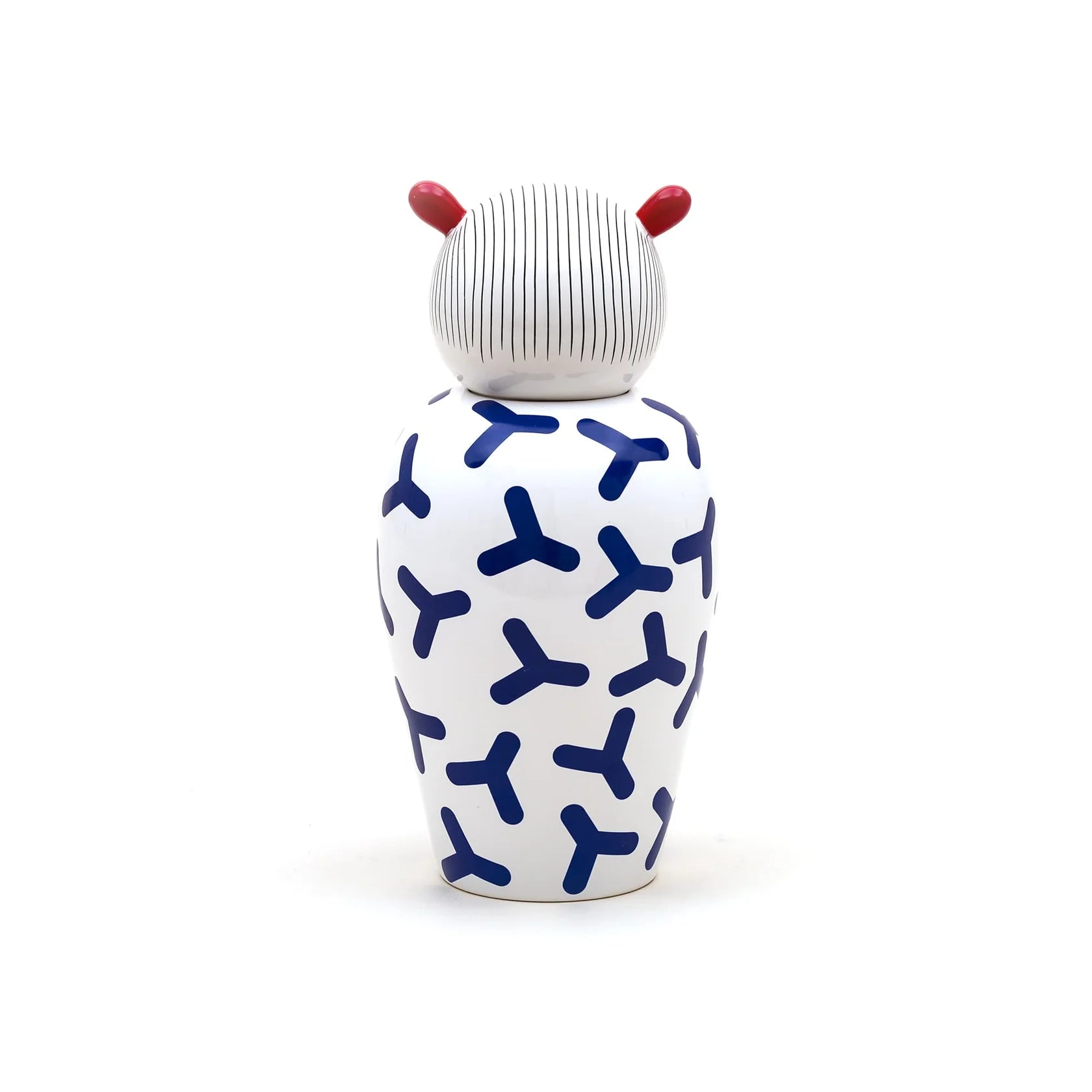 Jarrón decorativo de porcelana con figura femenina