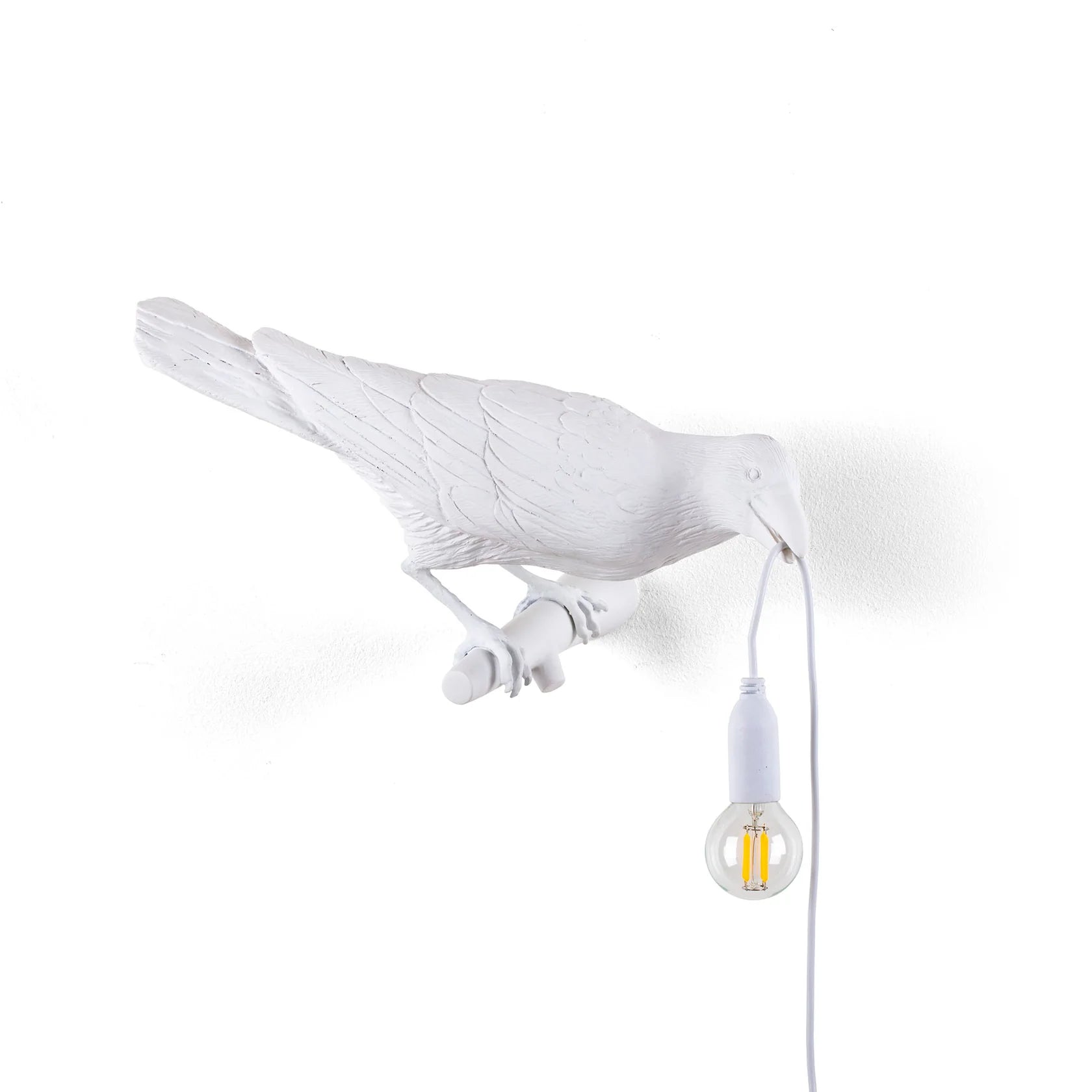 Lámpara decorativa de pájaro blanco orientado a la derecha para interior y exterior